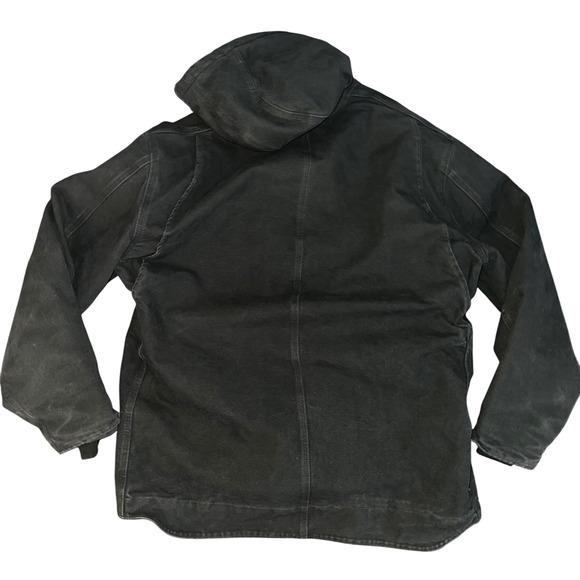 Vintage Carhartt Mens XLT Hooded Jacket Coat Full Zip Workwear Canvas Black - Picture 3 of 4